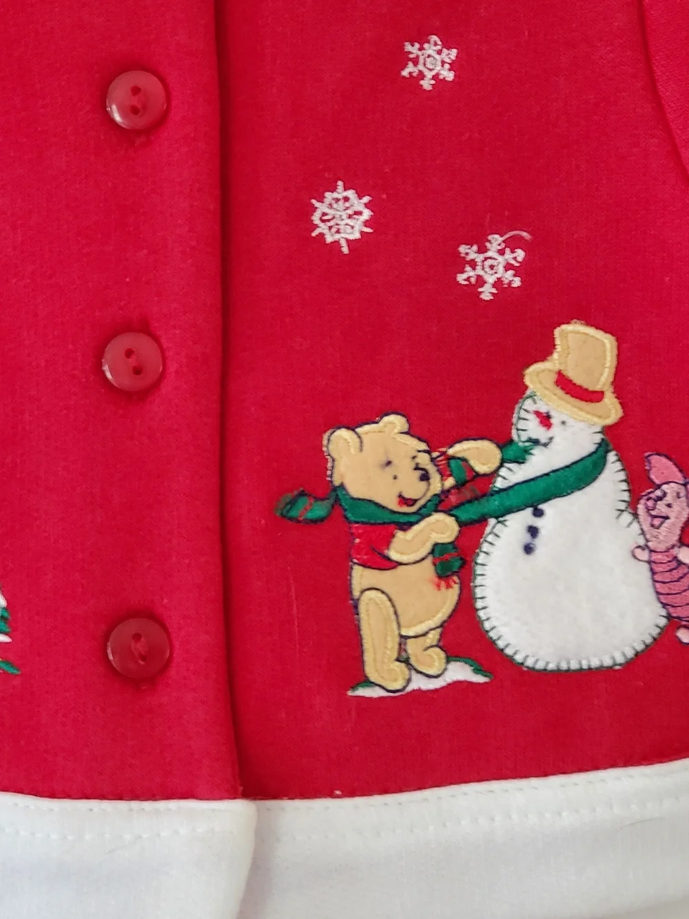 Red Baby Christmas Winnie-the-Pooh Two-Piece Set with White Trim Size 3 Months